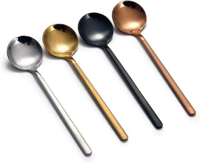 Main image of 8 Pcs Coffee Spoons Teaspoons 5.3-Inch Matte Frosted Handle Stainless Steel Espresso Spoons for Coffee Ice Cream Sugar Dessert Cake Soup
