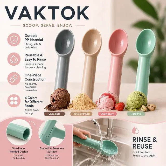 Alt view image 6 of 7 - Xhziy 4 Pack Plastic Ice Cream Scoop, Small Fruit Baller for Watermelon | 7.09 x 1.18 Inch Polypropylene Design; Smooth Curved Bowl; Easy-Clean One-Piece Build; 4 Colors for Sorbet and Cupcakes