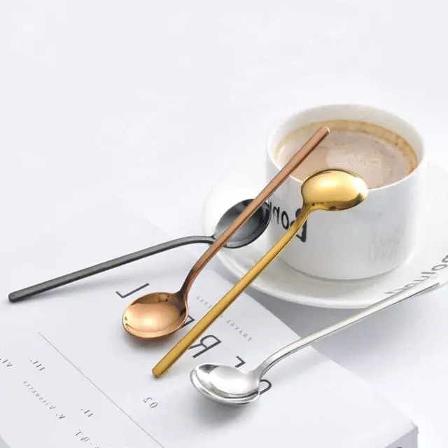 Alt view image 2 of 7 - 8 Pcs Coffee Spoons Teaspoons 5.3-Inch Matte Frosted Handle Stainless Steel Espresso Spoons for Coffee Ice Cream Sugar Dessert Cake Soup