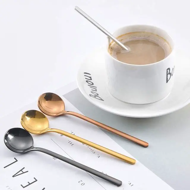 Alt view image 3 of 7 - 8 Pcs Coffee Spoons Teaspoons 5.3-Inch Matte Frosted Handle Stainless Steel Espresso Spoons for Coffee Ice Cream Sugar Dessert Cake Soup