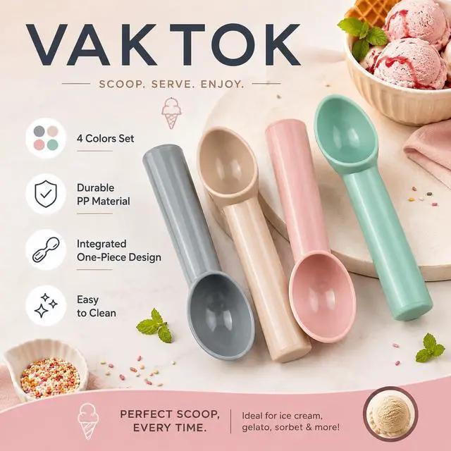 Alt view image 3 of 7 - Xhziy 4 Pack Plastic Ice Cream Scoop, Small Fruit Baller for Watermelon | 7.09 x 1.18 Inch Polypropylene Design; Smooth Curved Bowl; Easy-Clean One-Piece Build; 4 Colors for Sorbet and Cupcakes