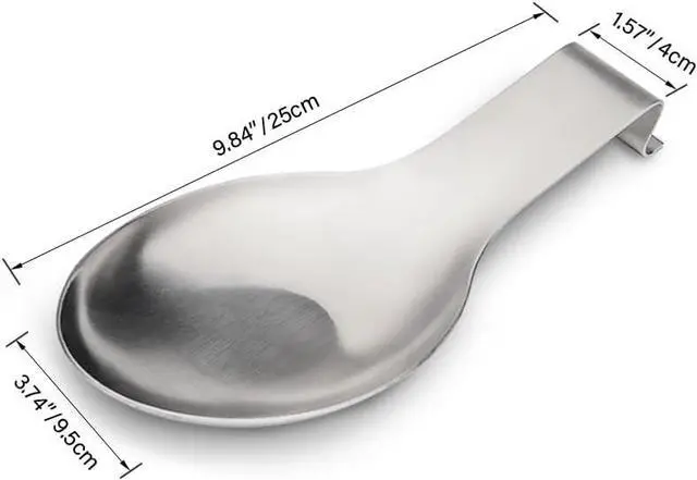 Alt view image 2 of 7 - VanlonPro Stainless Steel Spoon Rest, Spatula Ladle Holder, Stainless Steel Utensil Spoon Rest Holder, Brushed Finish, Dishwasher Safe 9.8 x 3.7 Inch (Silver 1PC)