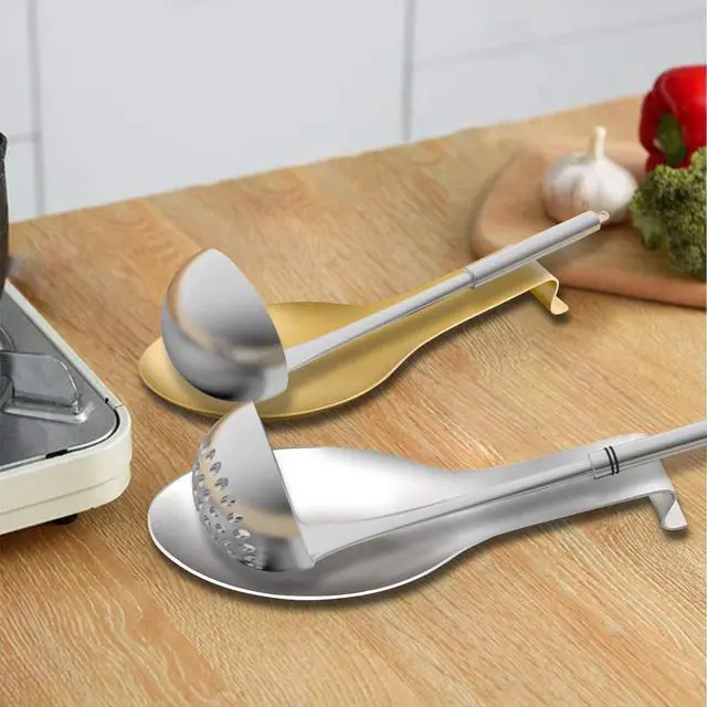 Alt view image 3 of 7 - VanlonPro Stainless Steel Spoon Rest, Spatula Ladle Holder, Stainless Steel Utensil Spoon Rest Holder, Brushed Finish, Dishwasher Safe 9.8 x 3.7 Inch (Silver 1PC)