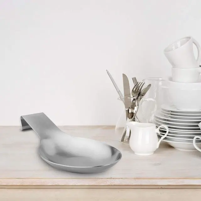 Alt view image 7 of 7 - VanlonPro Stainless Steel Spoon Rest, Spatula Ladle Holder, Stainless Steel Utensil Spoon Rest Holder, Brushed Finish, Dishwasher Safe 9.8 x 3.7 Inch (Silver 1PC)