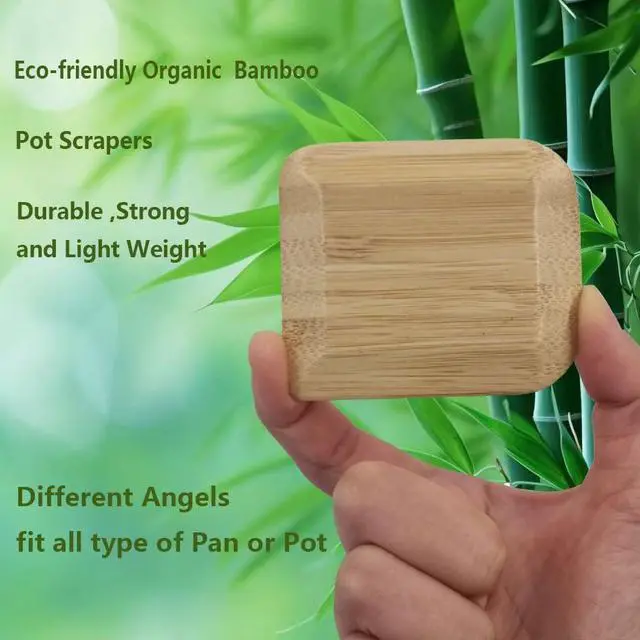 Alt view image 7 of 7 - Bamboo Pan & Pot Scraper Tool,6 Pcs Dish Scraper for Kitchen, | Size 2.8" x 2.4" Clean Pans, Dishes, Bowls, and Plates, Removes Food Effectively Without Scratching