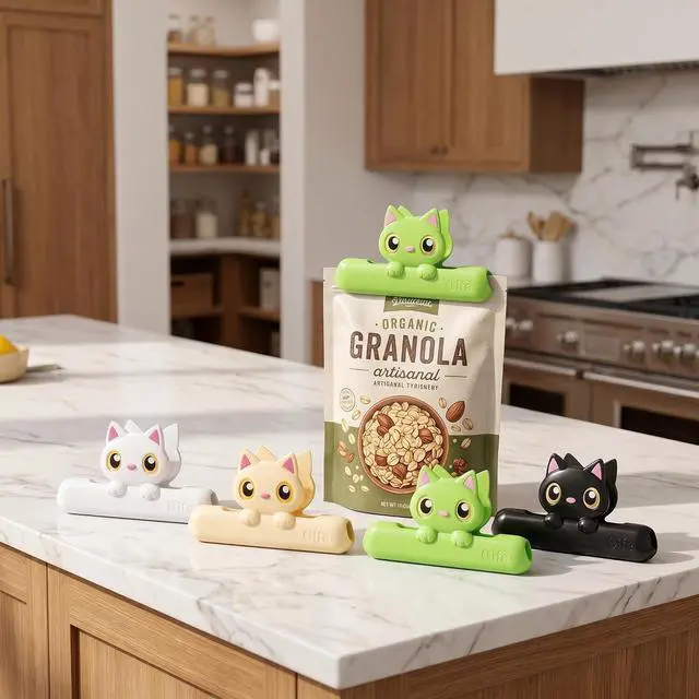 Alt view image 3 of 7 - Cute Chip Clips, Set of 4 Sealing Cat Bag Clips for Food | Fun Cat Shaped Chip Clip, Upgrade Wide Open Bag Clip for Food Storage and Kitchen Snacks, Fun Party Decorations