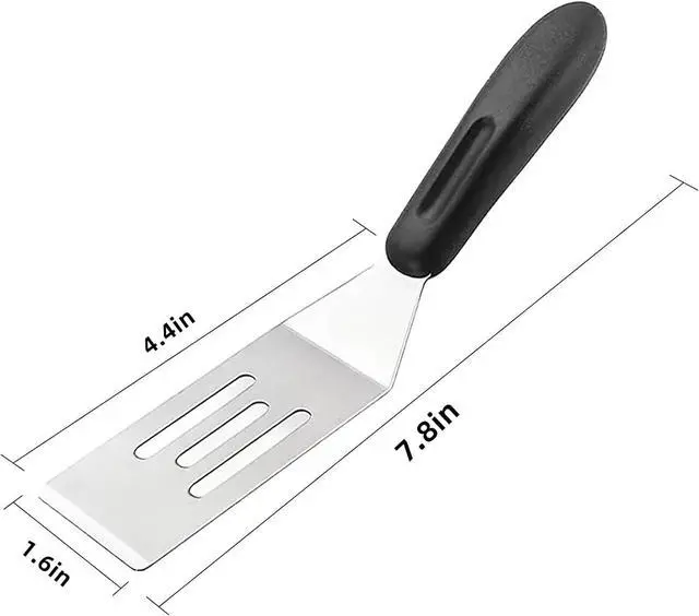 Alt view image 2 of 7 - 2-Pieces Small Metal Spatula Set, Mini Metal Spatulas for Kitchen Use, Stainless Steel Spatula for Flipping, Serving & Turning Pancakes, Eggs, Brownies, Cookies, Cakes & Desserts (2 PC SLOTTED)