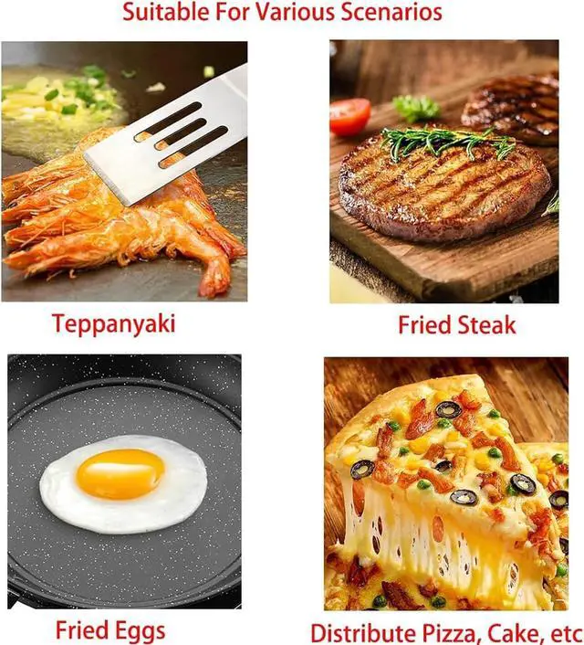 Alt view image 7 of 7 - 2-Pieces Small Metal Spatula Set, Mini Metal Spatulas for Kitchen Use, Stainless Steel Spatula for Flipping, Serving & Turning Pancakes, Eggs, Brownies, Cookies, Cakes & Desserts (2 PC SLOTTED)