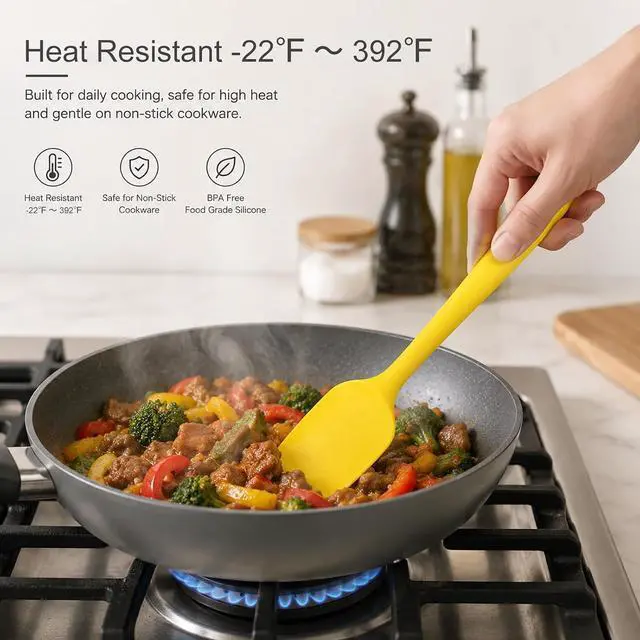 Alt view image 4 of 7 - 6-Piece Premium Silicone Spatula Set - Heat Resistant, Dishwasher Safe Turner, Nonstick Silicone Spatulas for Kitchen Use, Cooking