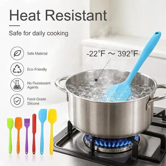 Alt view image 5 of 7 - 6-Piece Premium Silicone Spatula Set - Heat Resistant, Dishwasher Safe Turner, Nonstick Silicone Spatulas for Kitchen Use, Cooking