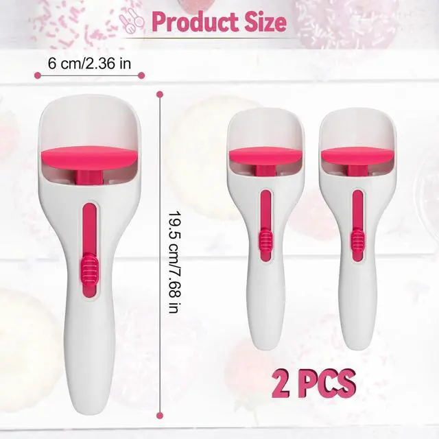Alt view image 2 of 7 - 2PCS Cupcake Batter Scoop, One Click Sliding Button Cake Cream Spatulas for Elegant Baking, Pastry & Cake Decorating, ABS and TPE Material