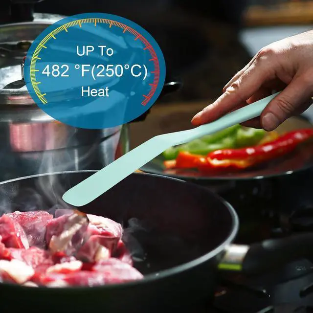 Alt view image 3 of 5 - Zopeal 2 Pcs Crepe Spatula Narrow Silicone Long Non Stick, Light Blue | Thin Flipper for Eggs Pancakes Burgers, Offset Design, Heat Resistant for Omelet Steak Pizza Frying, Skinny Turner