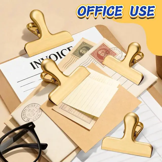 Alt view image 5 of 7 - VNDUEEY 12 Pack Chip Clips, Stainless Steel Bag Clips for Food - Keep Snacks Fresh, Strong Grip Chip Clip Bag Clip, Perfect for Kitchen and Office Supplies -3 Inches, Gold