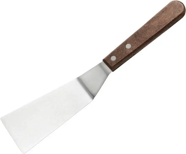 Alt view image 3 of 4 - Winco Blade Grill Spatula, 5.5-Inch by 2.5-Inch,Stainless Steel, Brown,Medium | Dishwasher safe, Wooden handle, Restaurant service, Great for Griddles, Burgers, Eggs and Kitchen Prep
