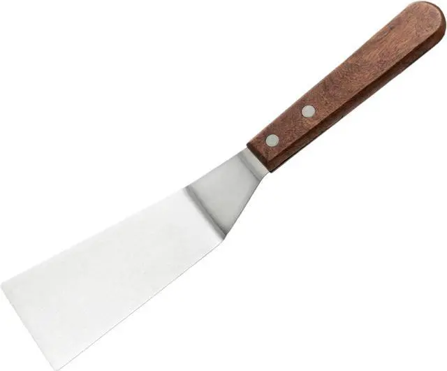 Alt view image 4 of 4 - Winco Blade Grill Spatula, 5.5-Inch by 2.5-Inch,Stainless Steel, Brown,Medium | Dishwasher safe, Wooden handle, Restaurant service, Great for Griddles, Burgers, Eggs and Kitchen Prep