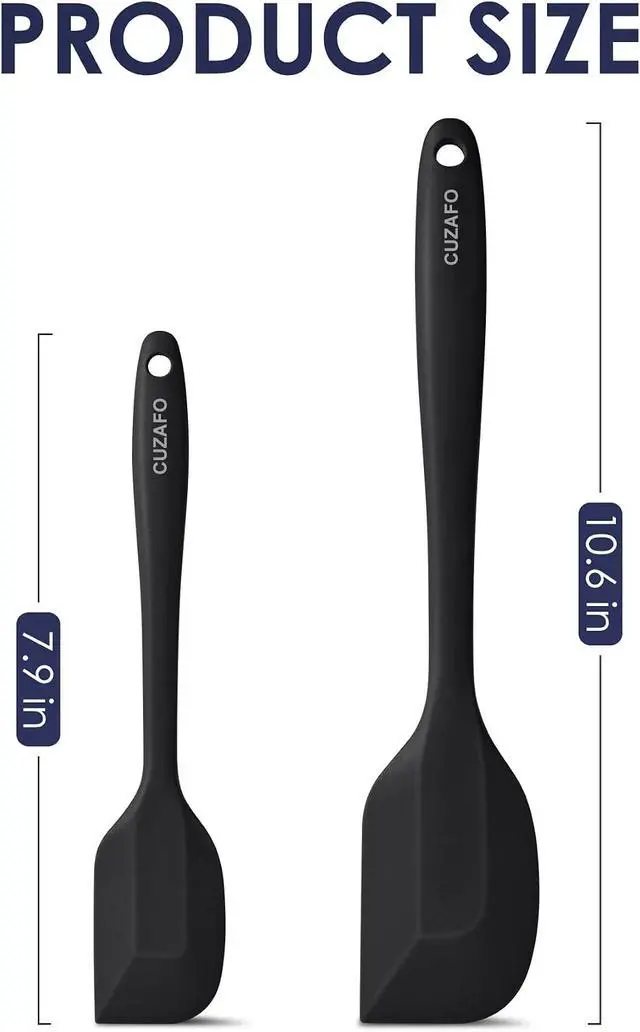 Alt view image 2 of 6 - Heat Resistant 600 Silicone Spatula, BPA Free Mixing Spatulas set Dishwasher Safe for Nonstick Cookware, Black