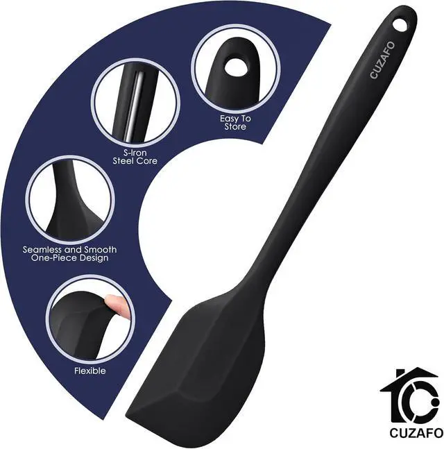 Alt view image 4 of 6 - Heat Resistant 600 Silicone Spatula, BPA Free Mixing Spatulas set Dishwasher Safe for Nonstick Cookware, Black