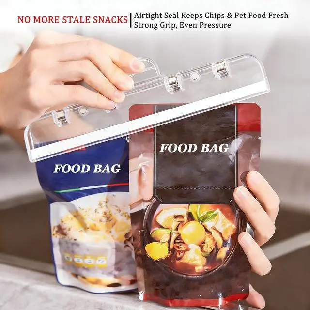 Alt view image 3 of 6 - Food Bag Clips with Magnetic, Extra Large Heavy Duty Airtight Sealing | for Chip Bags, Snacks, Pet Food Keep Fresh, Kitchen Storage Organization, Paper Clamps for Fridge, 8.66",2Pcs Transparent