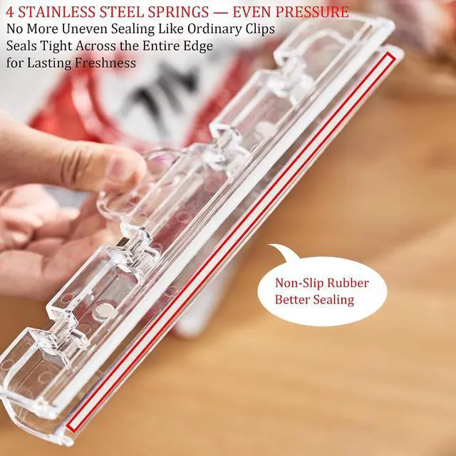 Alt view image 4 of 6 - Food Bag Clips with Magnetic, Extra Large Heavy Duty Airtight Sealing | for Chip Bags, Snacks, Pet Food Keep Fresh, Kitchen Storage Organization, Paper Clamps for Fridge, 8.66",2Pcs Transparent