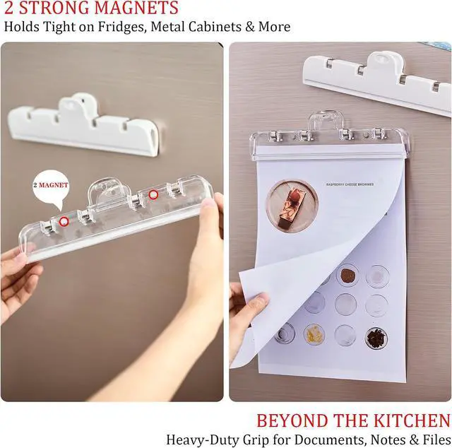 Alt view image 6 of 6 - Food Bag Clips with Magnetic, Extra Large Heavy Duty Airtight Sealing | for Chip Bags, Snacks, Pet Food Keep Fresh, Kitchen Storage Organization, Paper Clamps for Fridge, 8.66",2Pcs Transparent