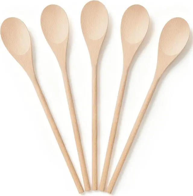Main image of Wooden Spoons for Cooking, MORGLES 5PCS 14-Inch Long Mixing Spoons | Handle Wooden Kit for Stirring, Mixing & Serving, Non-Scratch for Deep Pots Plus & DIY Crafts