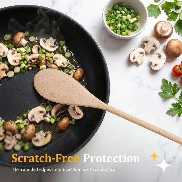 Alt view image 4 of 7 - Wooden Spoons for Cooking, MORGLES 5PCS 14-Inch Long Mixing Spoons | Handle Wooden Kit for Stirring, Mixing & Serving, Non-Scratch for Deep Pots Plus & DIY Crafts