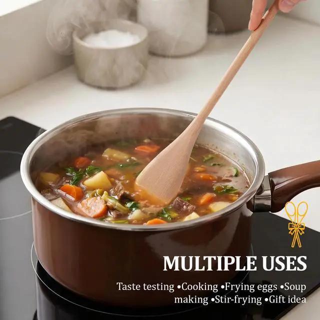 Alt view image 7 of 7 - Wooden Spoons for Cooking, MORGLES 5PCS 14-Inch Long Mixing Spoons | Handle Wooden Kit for Stirring, Mixing & Serving, Non-Scratch for Deep Pots Plus & DIY Crafts