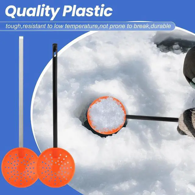 Alt view image 2 of 7 - Yiju Ice Fishing Scoop Scoop Skimmer Ice Slush Scoop with Aluminum Handle Winter Outdoor Fishing Shovel Ice Tools