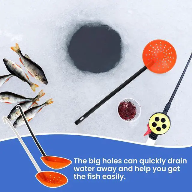 Alt view image 3 of 7 - Yiju Ice Fishing Scoop Scoop Skimmer Ice Slush Scoop with Aluminum Handle Winter Outdoor Fishing Shovel Ice Tools