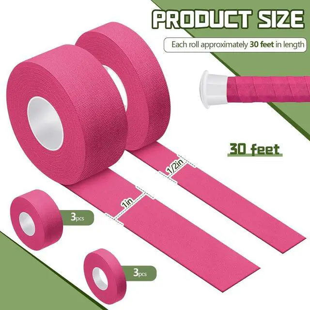 Alt view image 2 of 6 - Gemscream 30 ft Lacrosse Stick Tape 1 Inch 1/2 Inch | Non-precut, Cotton, Sweat Absorbent, Bat Grip Tape, for Lacrosse Hockey Baseball Bats