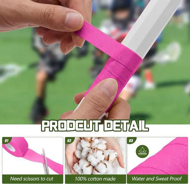 Alt view image 3 of 6 - Gemscream 30 ft Lacrosse Stick Tape 1 Inch 1/2 Inch | Non-precut, Cotton, Sweat Absorbent, Bat Grip Tape, for Lacrosse Hockey Baseball Bats