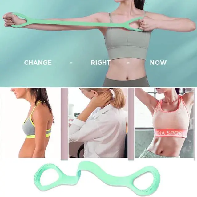Alt view image 3 of 6 - Figure 8 Resistance Band, Arm Back Shoulder Exercise Elastic Rope Stretch Fitness Band, Foot, Leg, Hand Stretcher, Arm Exerciser for Yoga Pilates Stretching Physical Therapy, Home Gym Workout