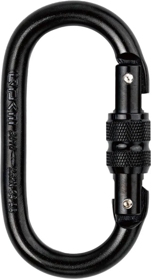 Main image of Defender CE Certified 25kN Screwgate Locking Carabiner in Size 4.21 x 2.24 inch, Heavy-Duty Carabiners for Climbing, Rappelling, and Mountaineering, Carbon Steel, Midnight Black, 1 Pack