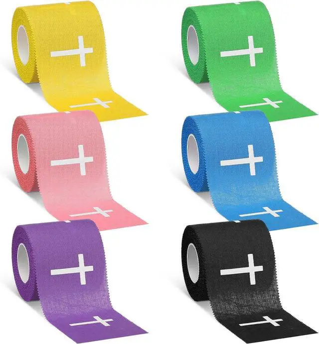 Main image of Geiserailie 6 Pcs Cross Tape Christian Sports Athletic Tape Religious Wrist Wrap for Soccer Football Baseball Boxing Hockey Gift for Monther's Day Nurses Week Christian Church