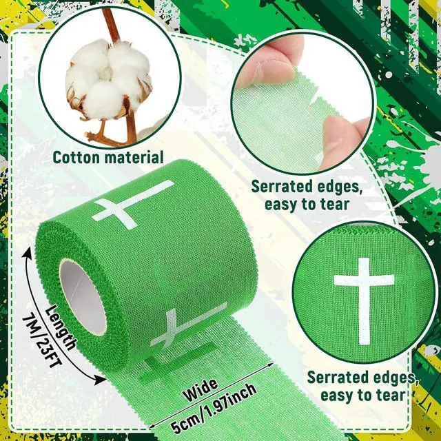 Alt view image 2 of 7 - Geiserailie 6 Pcs Cross Tape Christian Sports Athletic Tape Religious Wrist Wrap for Soccer Football Baseball Boxing Hockey Gift for Monther's Day Nurses Week Christian Church