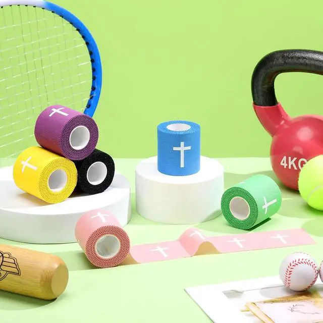 Alt view image 4 of 7 - Geiserailie 6 Pcs Cross Tape Christian Sports Athletic Tape Religious Wrist Wrap for Soccer Football Baseball Boxing Hockey Gift for Monther's Day Nurses Week Christian Church