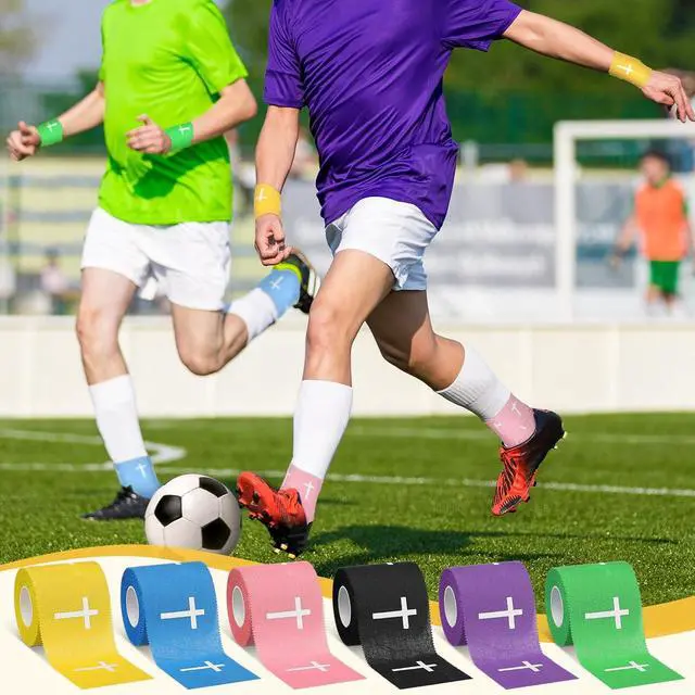Alt view image 5 of 7 - Geiserailie 6 Pcs Cross Tape Christian Sports Athletic Tape Religious Wrist Wrap for Soccer Football Baseball Boxing Hockey Gift for Monther's Day Nurses Week Christian Church