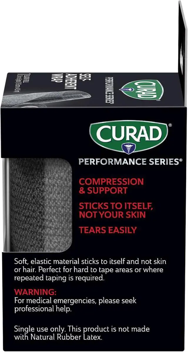 Alt view image 3 of 7 - CURAD Performance Series Self-Adherent Athletic Wrap, Black, 3 inches x 5 yards, Compression Support for Sports Injuries, Joint Stability, and Muscle Recovery