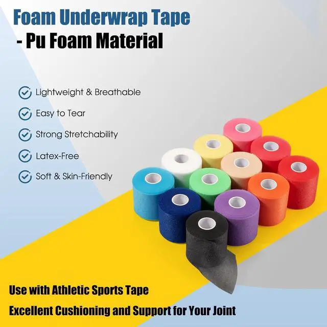 Alt view image 3 of 7 - Pre Wrap Athletic Tape 2 Pack, 2.76 Inch x 30 Yards Foam Underwrap, Dark Blue | Athletic Tape Sports Pre Wrap Cushion Support for Ankle, Wrist, Knee, Elbow, Hair, Soccer