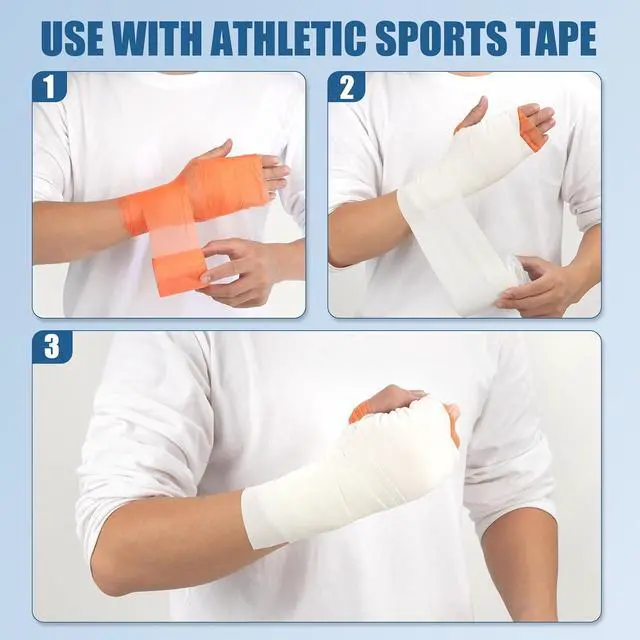 Alt view image 7 of 7 - Pre Wrap Athletic Tape 2 Pack, 2.76 Inch x 30 Yards Foam Underwrap, Dark Blue | Athletic Tape Sports Pre Wrap Cushion Support for Ankle, Wrist, Knee, Elbow, Hair, Soccer