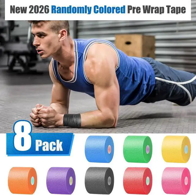 Alt view image 2 of 7 - 8-Pack Pre Wrap Prewrap Athletic Tape, 8 Colors Athletic Wrap Sports Wrap | Multi Color Foam Pre-Wrap for Hair, Ankle, Wrist & Headband, Premium Soccer Gymnastics Football Underwrap Tape