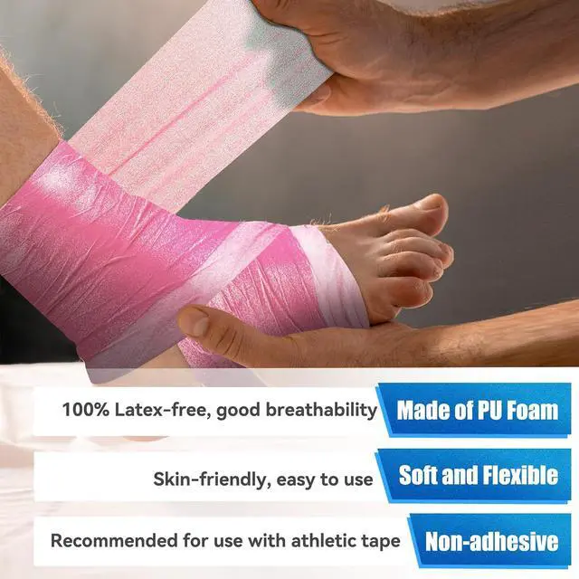 Alt view image 3 of 7 - 8-Pack Pre Wrap Prewrap Athletic Tape, 8 Colors Athletic Wrap Sports Wrap | Multi Color Foam Pre-Wrap for Hair, Ankle, Wrist & Headband, Premium Soccer Gymnastics Football Underwrap Tape