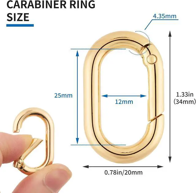 Alt view image 2 of 5 - DEVPSISR 12Pack 1 Inch Small Carabiner Spring Hooks Metal Oval Clip for Purse Keychain Replacement,Climbing Hiking, Wallet,Car Key Rings