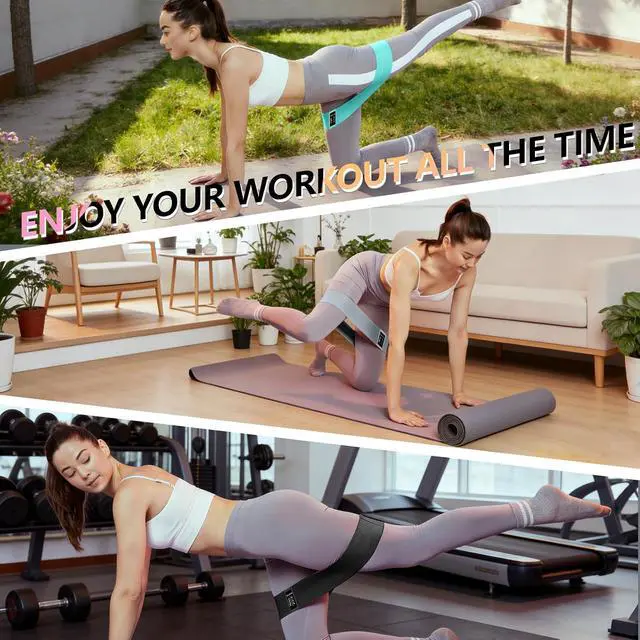 Alt view image 5 of 7 - Resistance Bands for Working Out, 4 Levels Exercise Bands for Women & Men, Elastic Workout Band for Physical Therapy, Fabric Booty Band for Gym, Yoga, Pilates, Leg Training