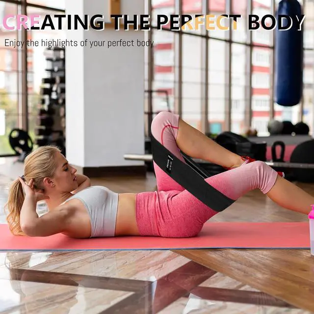 Alt view image 7 of 7 - Resistance Bands for Working Out, 4 Levels Exercise Bands for Women & Men, Elastic Workout Band for Physical Therapy, Fabric Booty Band for Gym, Yoga, Pilates, Leg Training