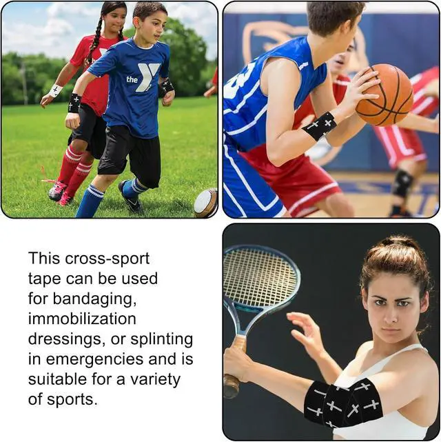 Alt view image 5 of 6 - 2 Pcs Athletic Tape 2in x 23ft, Cross Wrist Sports Tape Zinc Oxide | Christian athletic tape with cross design, zinc oxide cotton wrap for wrist support, sports protection and training.