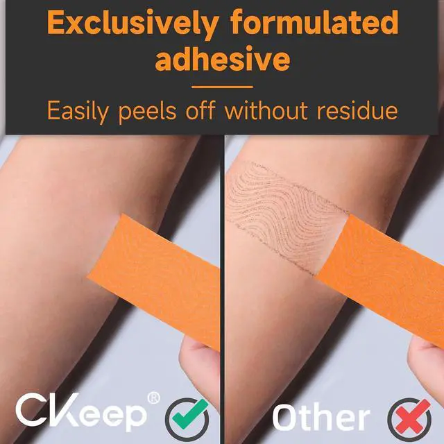 Alt view image 3 of 6 - CKeep Kinesiology Tape, Uncut Premium Elastic Athletic Tape 2 Rolls, Orange | Original Cotton Latex Free Kinetic Tape, Breathable & Waterproof Sports Tape for Muscle and Joint Support, 2inch x 16ft