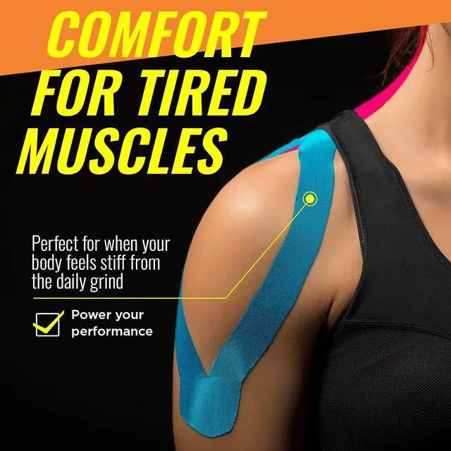 Alt view image 3 of 7 - Adamson Kinesiology Tape Sports & Athletic Tape 2 in x 16 ft Elastic, Latex-Free, Water-Resistant Muscle Support Tape 3 Rolls (Black, Blue, Pink) for Training & Recovery