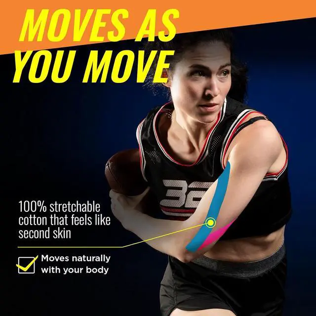 Alt view image 5 of 7 - Adamson Kinesiology Tape Sports & Athletic Tape 2 in x 16 ft Elastic, Latex-Free, Water-Resistant Muscle Support Tape 3 Rolls (Black, Blue, Pink) for Training & Recovery