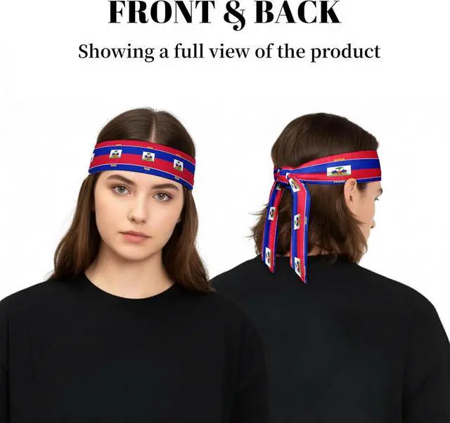 Alt view image 5 of 6 - Tie Headbands for Men Women,Pattern Gymwrap,Gym Workout Adjustable Non-Slip Sweatbands for Running,40 X 2.4In